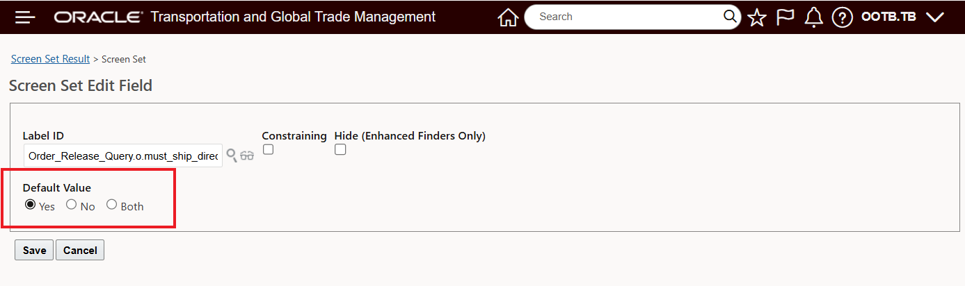 Screen Set - Configure Boolean Field Default Search Criteria