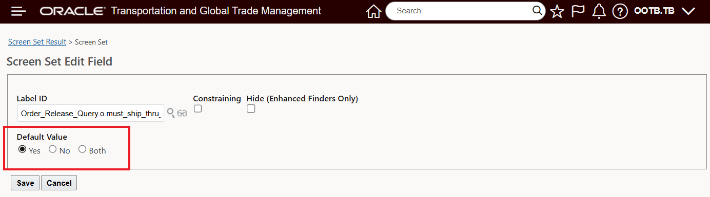 Screen Set - Configure Boolean Field Default Search Criteria
