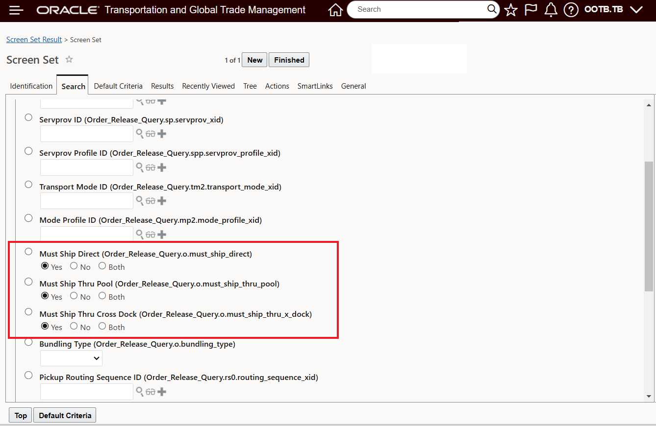 Boolean Field Default Search Criteria Configuration - Set to Yes