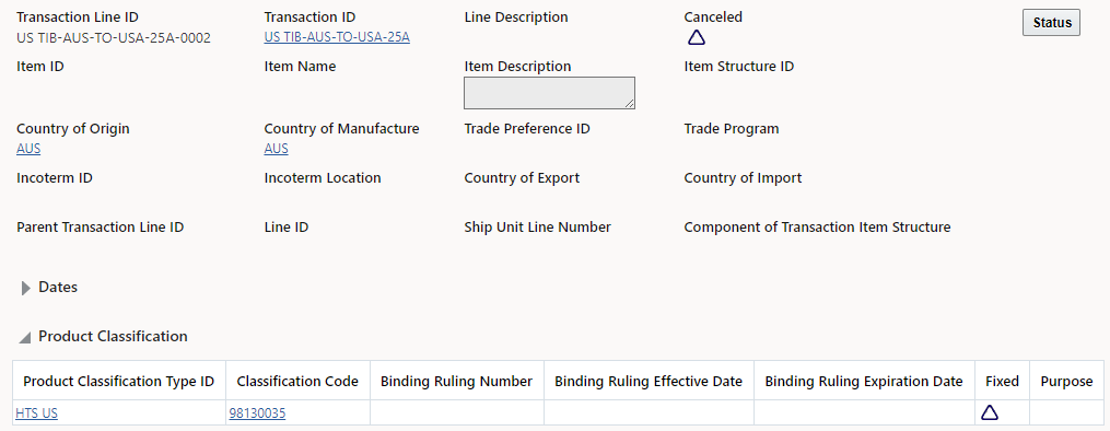 Trade Transaction Line