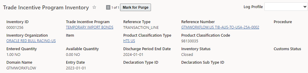 Trade Incentive Program Inventory