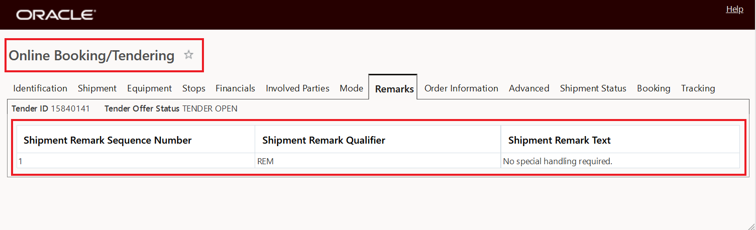 Shipment Remark Qualifier and Value - REM
