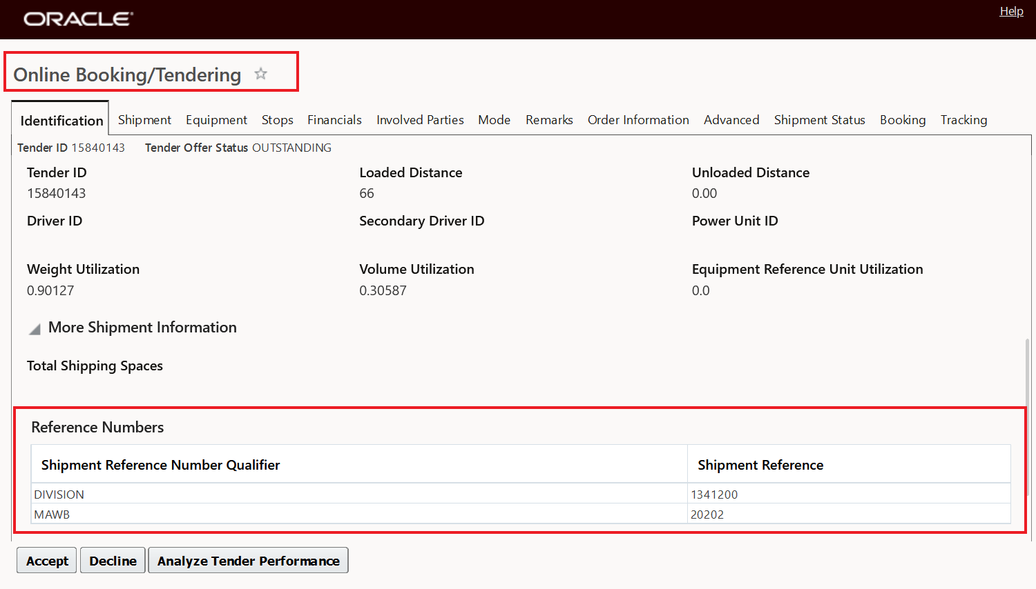 Online Booking/Tendering  - Multiple Shipment Reference Numbers