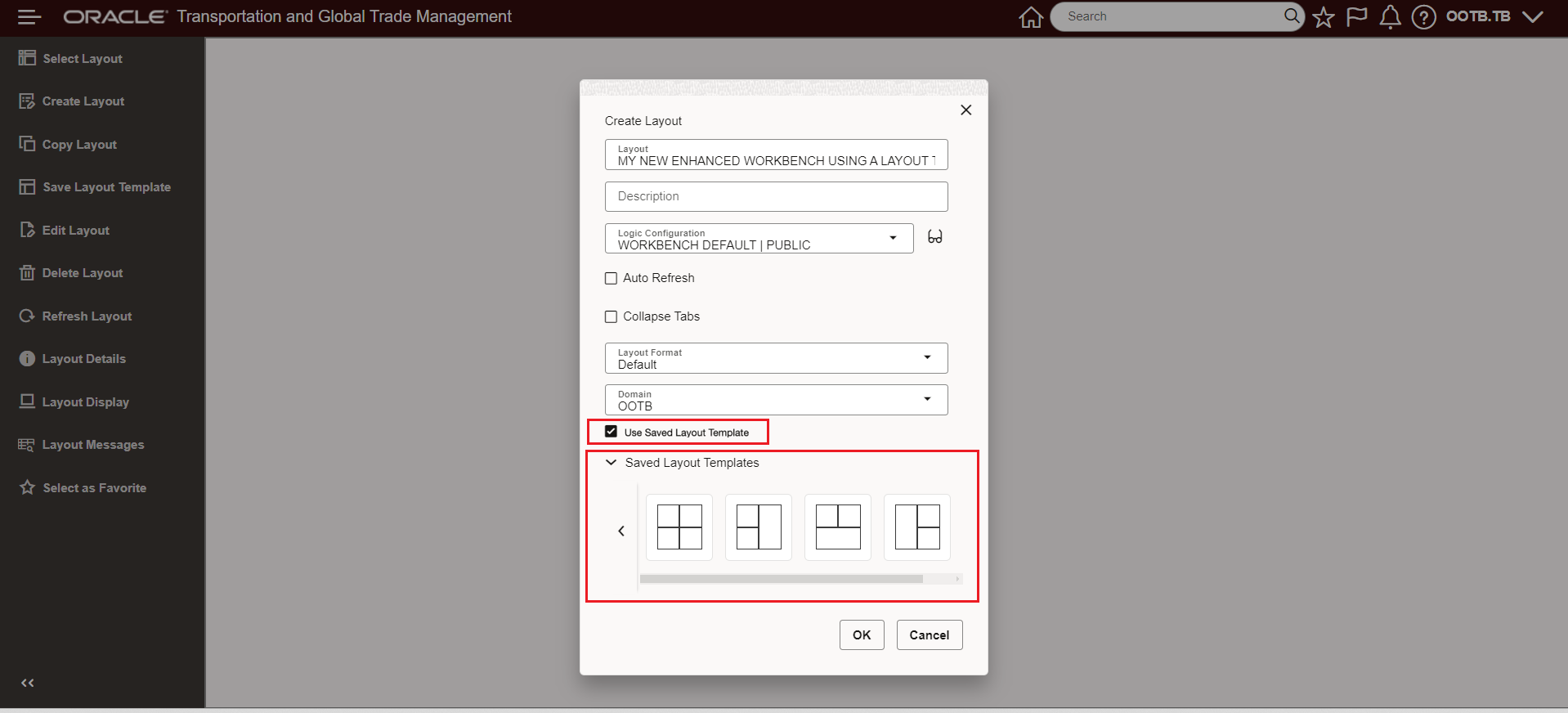 Use Saved Layout Template