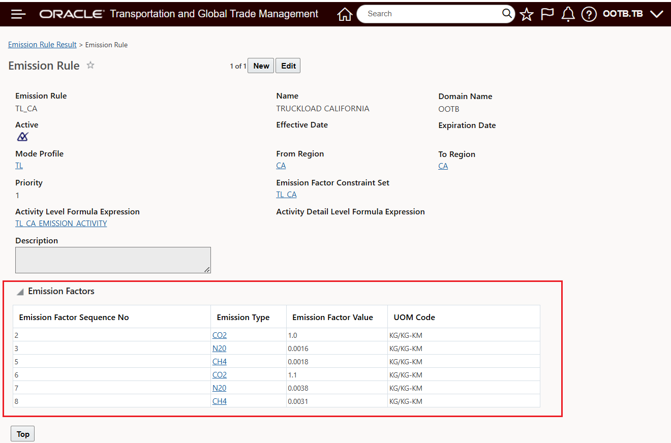 Emission Rule - Emission Factor Grid - PUBLIC Manager