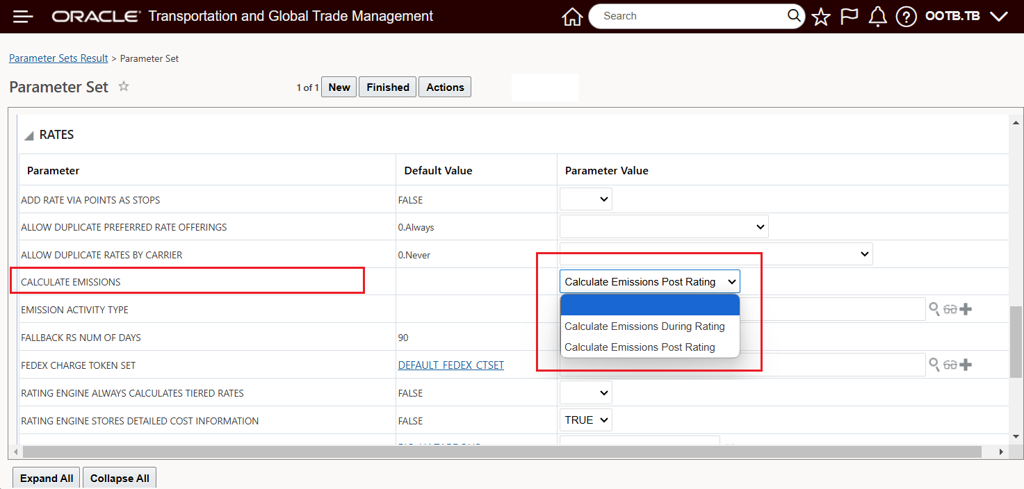 Rates Parameter - Calculate Emissions