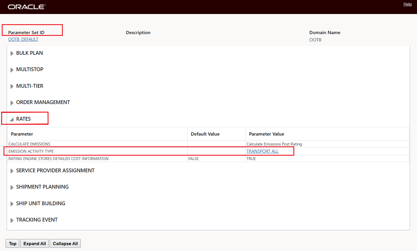 Emission Activity Type Parameter Setup Used In Example