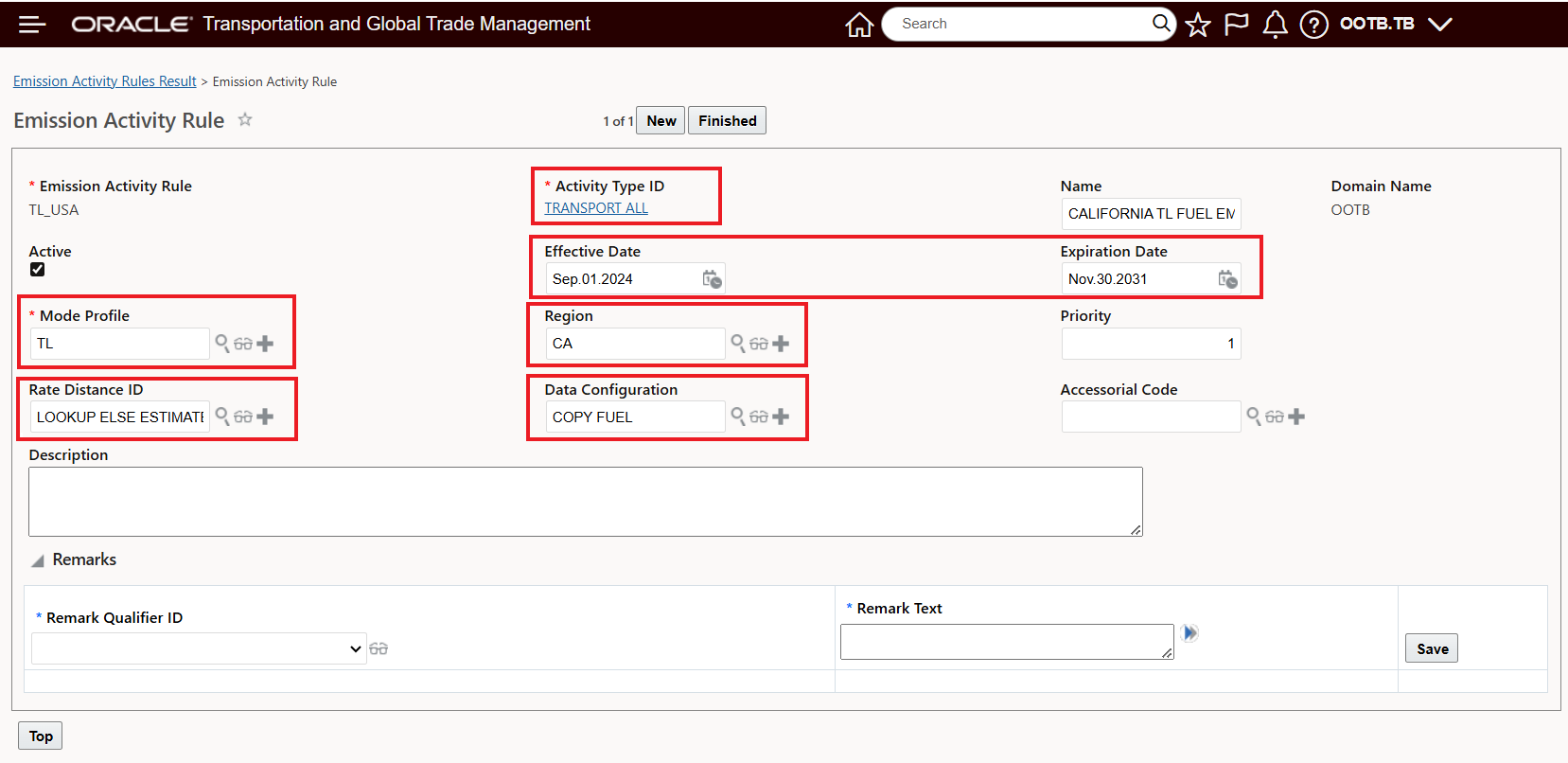 Emission Activity Rule - Example