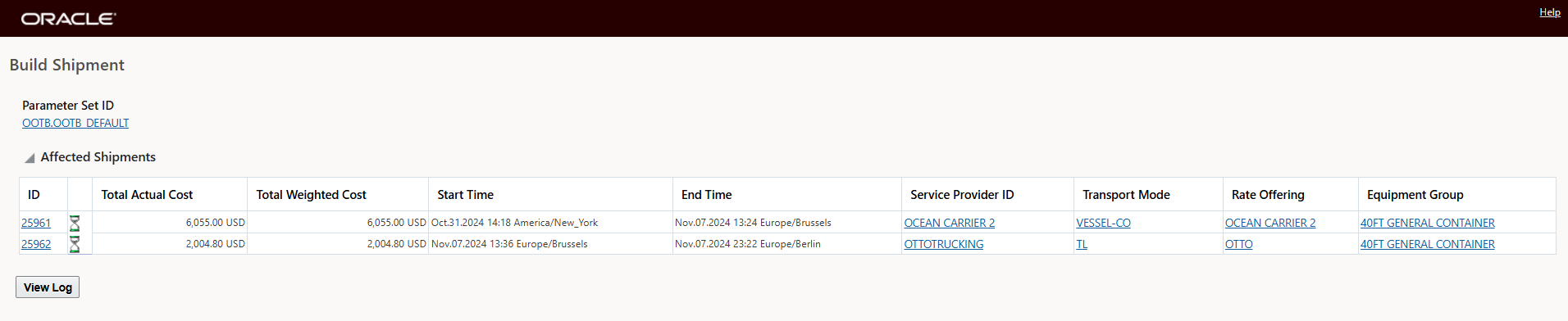Replan - Multiple Orders - Affected Shipments