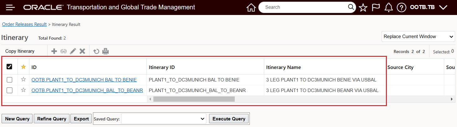 Order Release Smart Link - Related Itinerary 