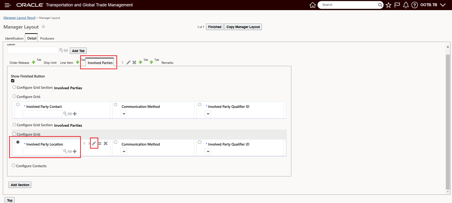 Modify The Manager Layout Involved Parties Tab
