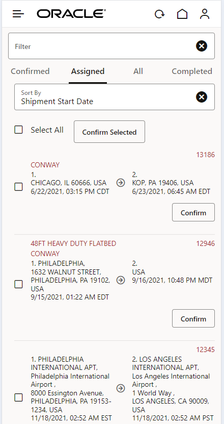 Select All and Confirm Selected options