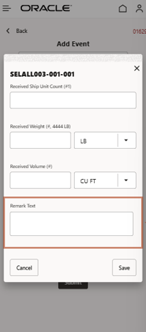 Received Quantity Remark