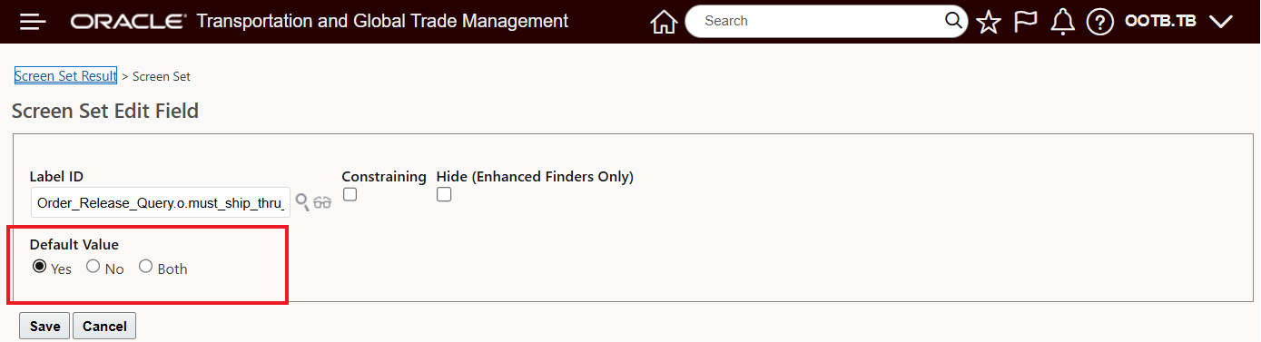 Screen Set - Configure Boolean Field Default Search Criteria