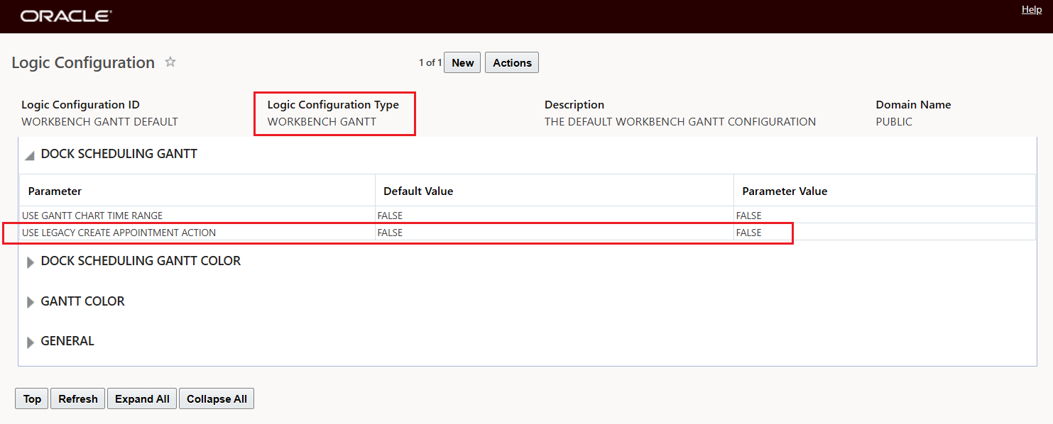 Workbench Gantt Default - Use Legacy Create Appointment Action Parameter