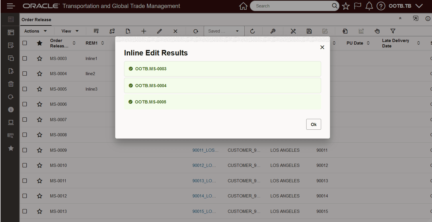 Inline Edit Save Completed