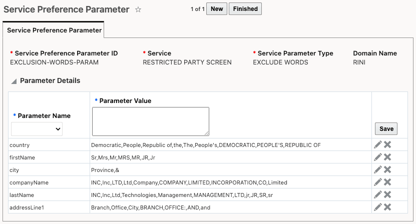Service Preference Parameter for Exclude Words
