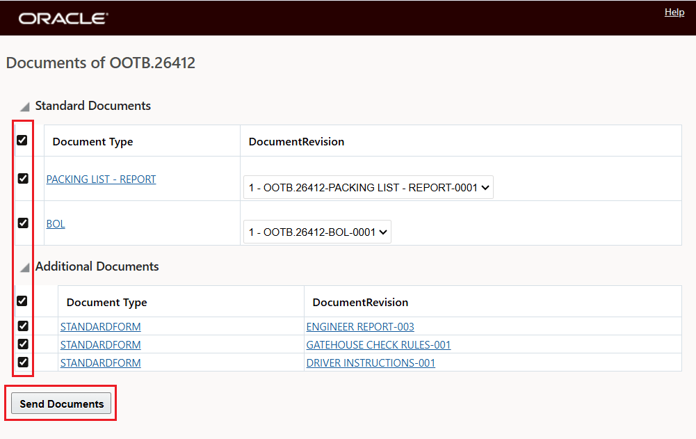 Select All  - Standard and Additional Documents