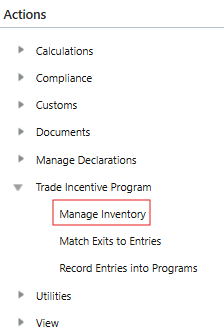 Trade Incentive Program Actions