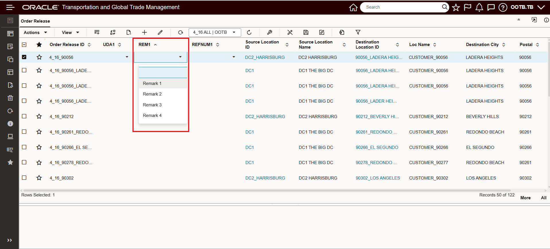 Inline Edit for Remark Field (REM1) with Fixed List of Values