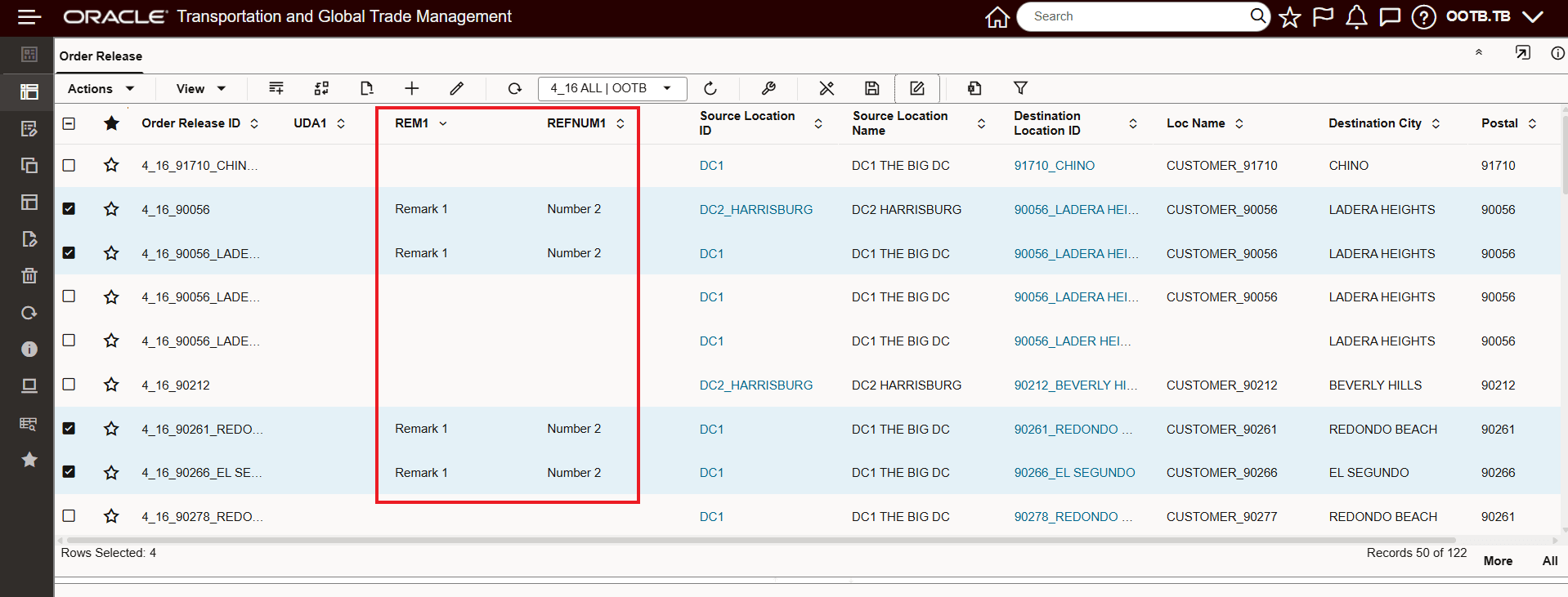 Mass Update Result with Fixed List of Values - Remark (REM1) and Reference Number (REFNUM1)