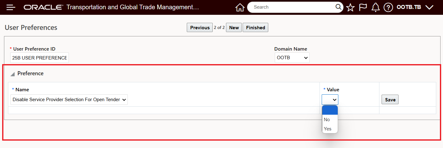 Disable Service Provider Selection For Open Tender Options