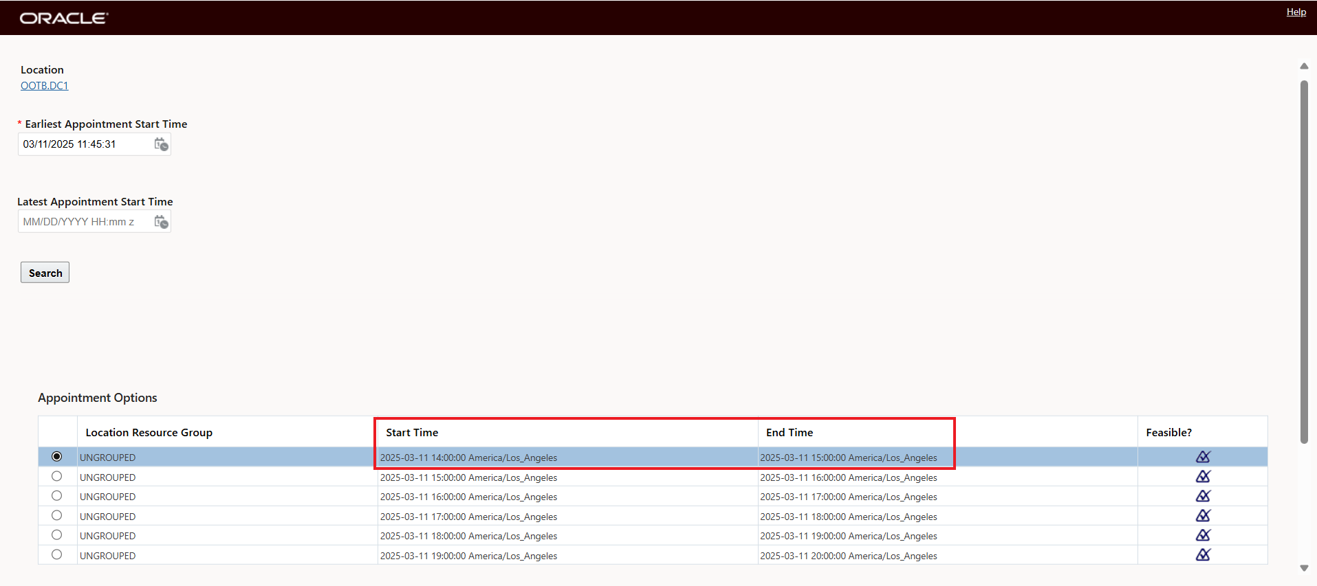 Service Provider Appointment Options Honoring Appointment Time Cutoff