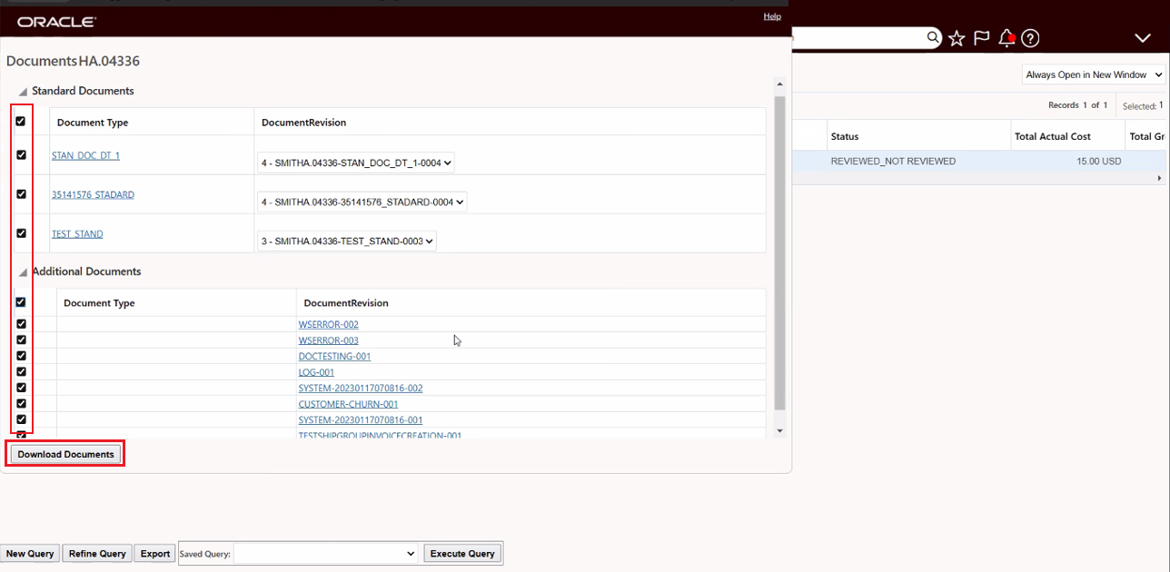 Select Documents and Download Selected Set