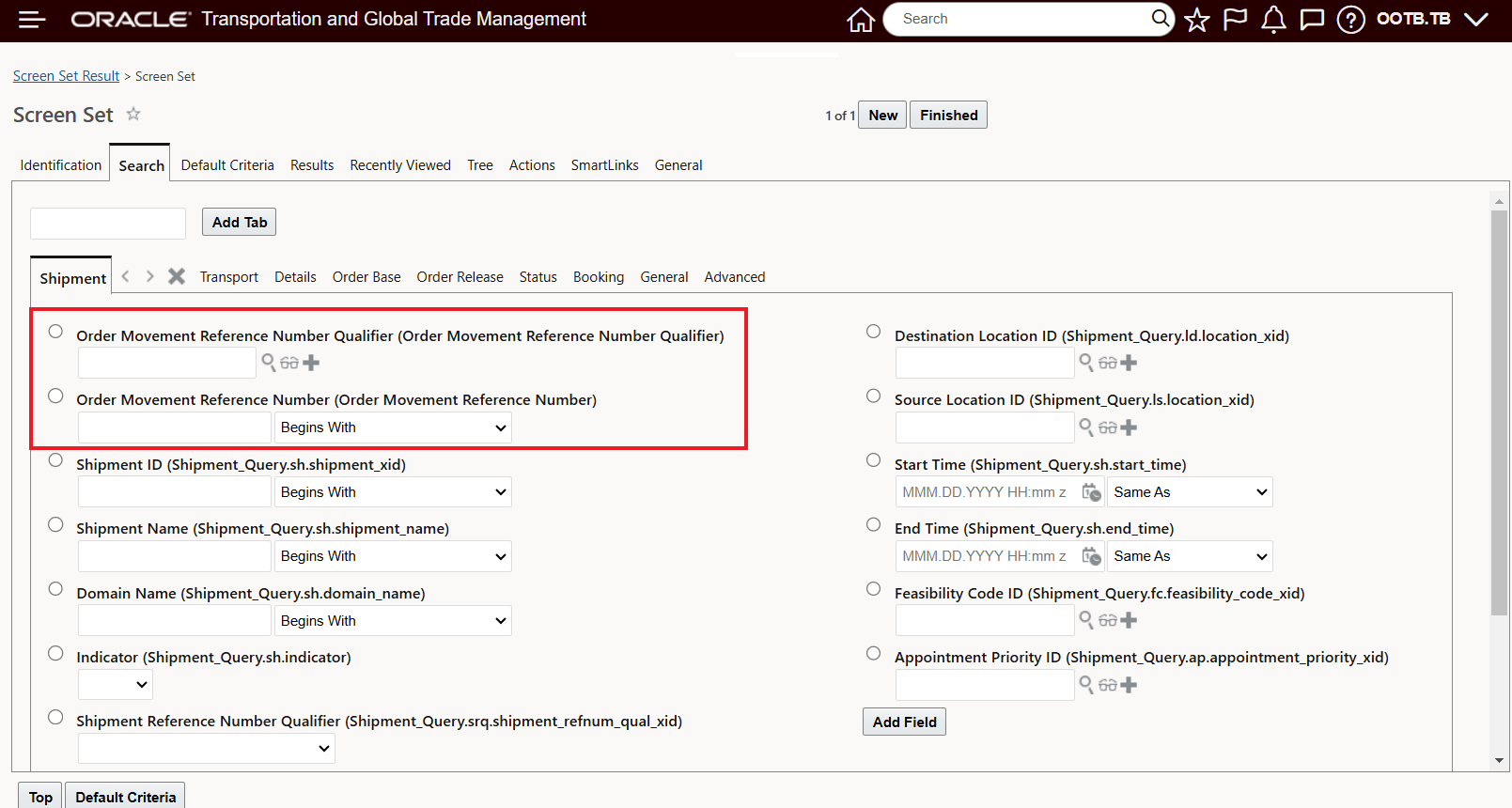 Configured Buy Shipment Screen Set