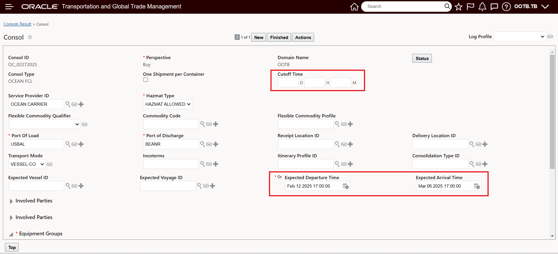 No Cutoff Time Configured on Consol