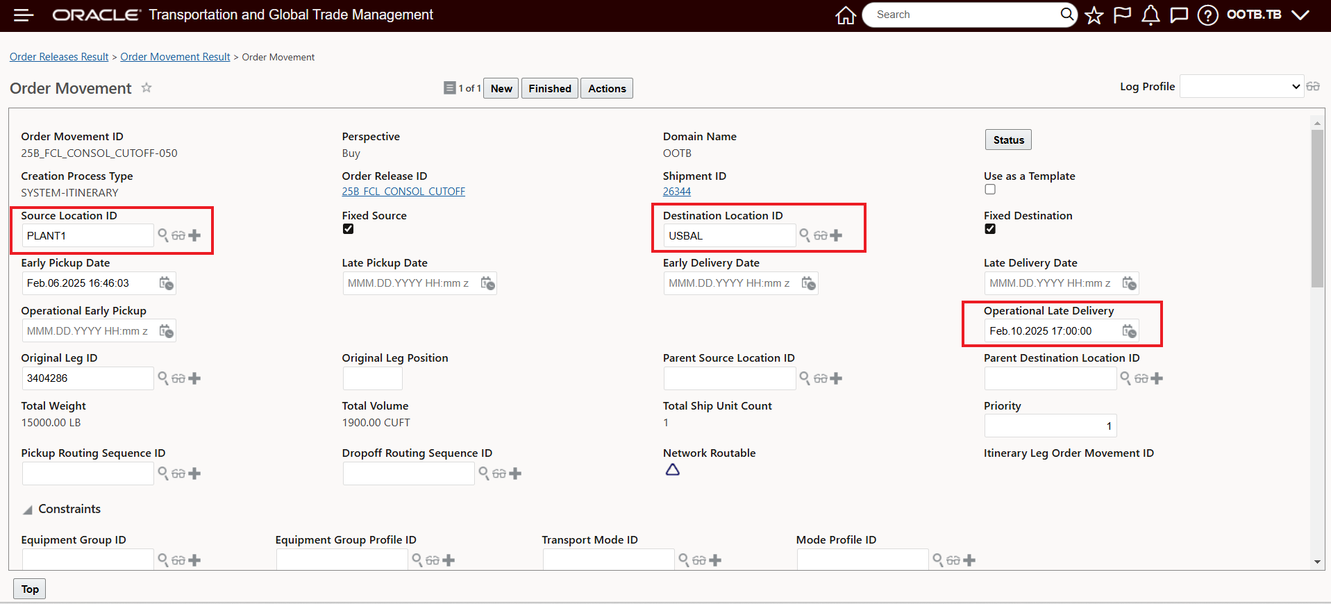 Order Movement With 2 Day Cutoff Time Configured On Consol