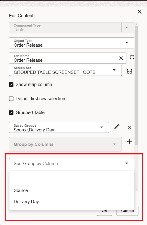 Configure Delivery Day Group By Sorting - Options