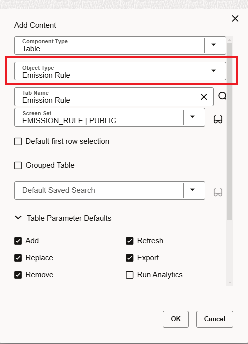 Enhanced Workbench - Emission Rule Table