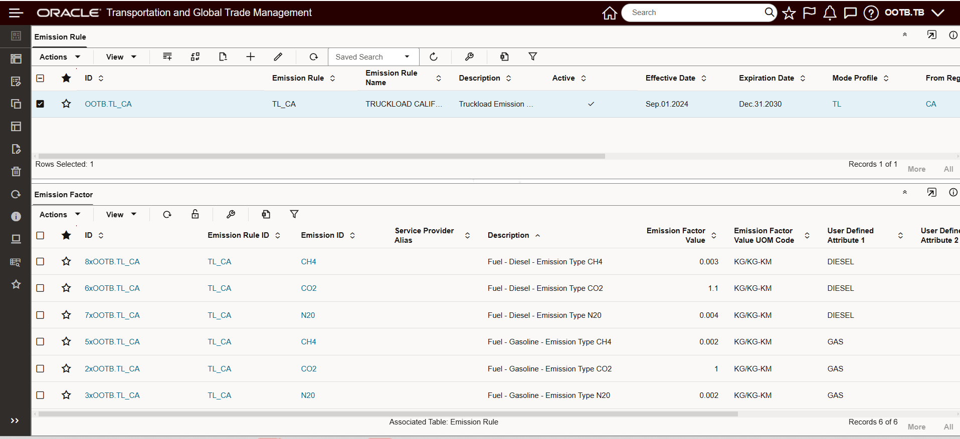 Enhanced Workbench - Emission Rule and Emission Factor