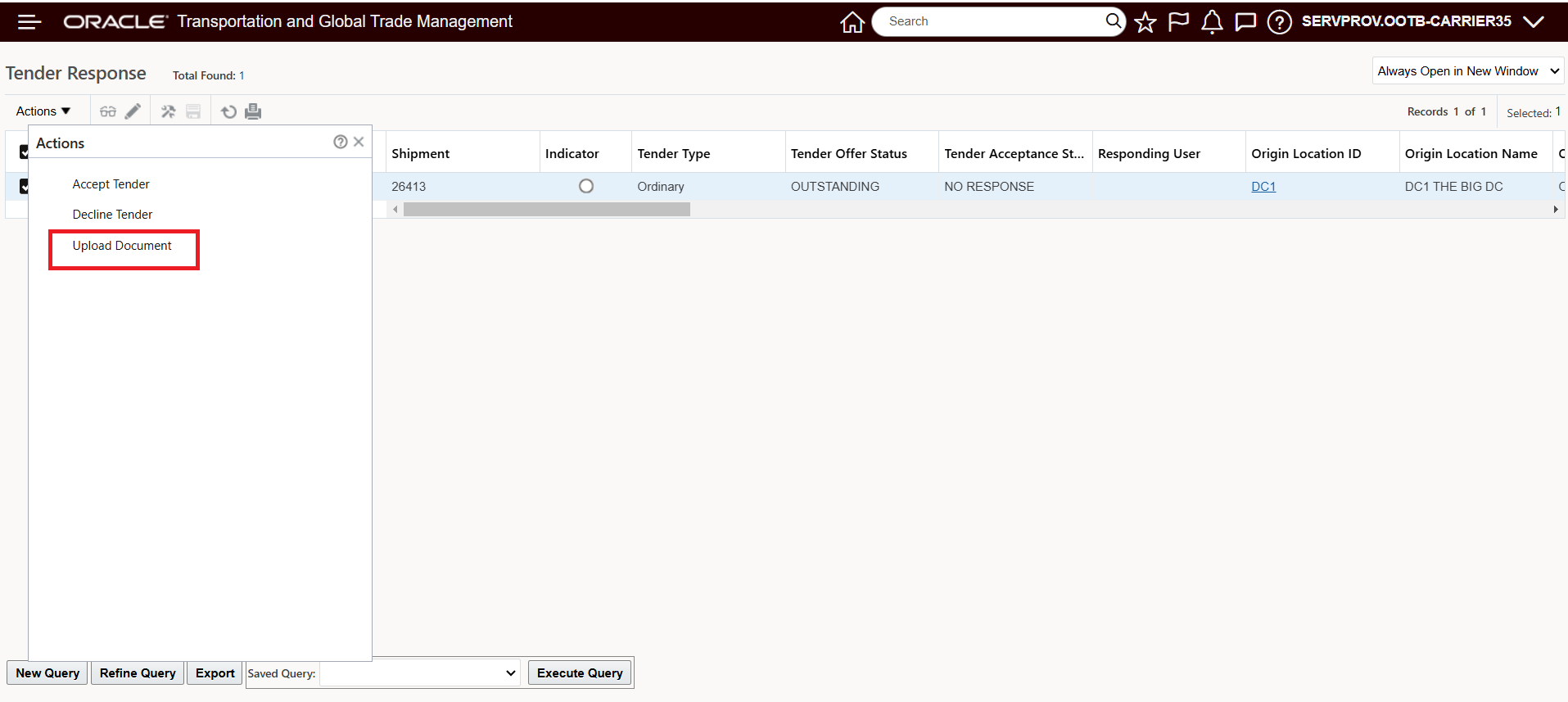 Online Booking/Tendering  - Upload Document