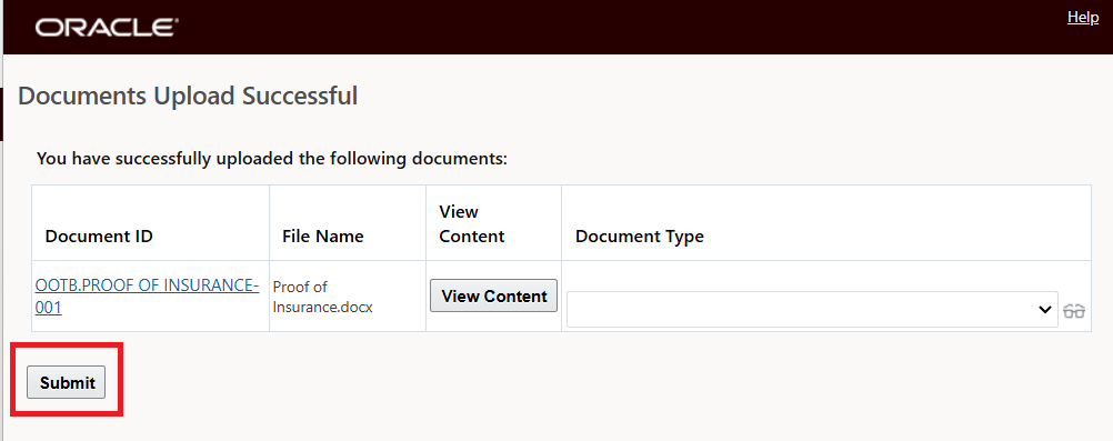Document Uploaded - Submit