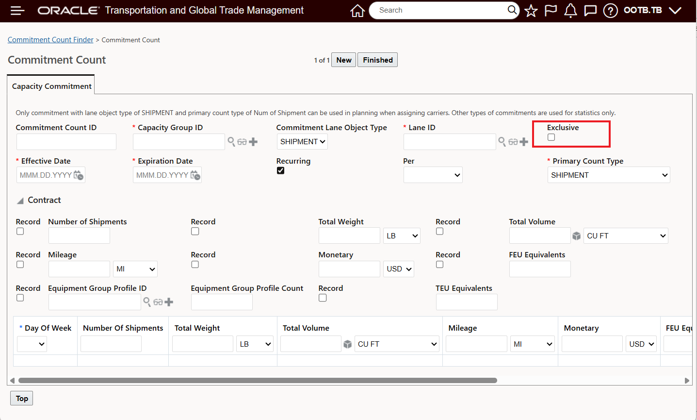 Commitment Count Exclusive Checkbox