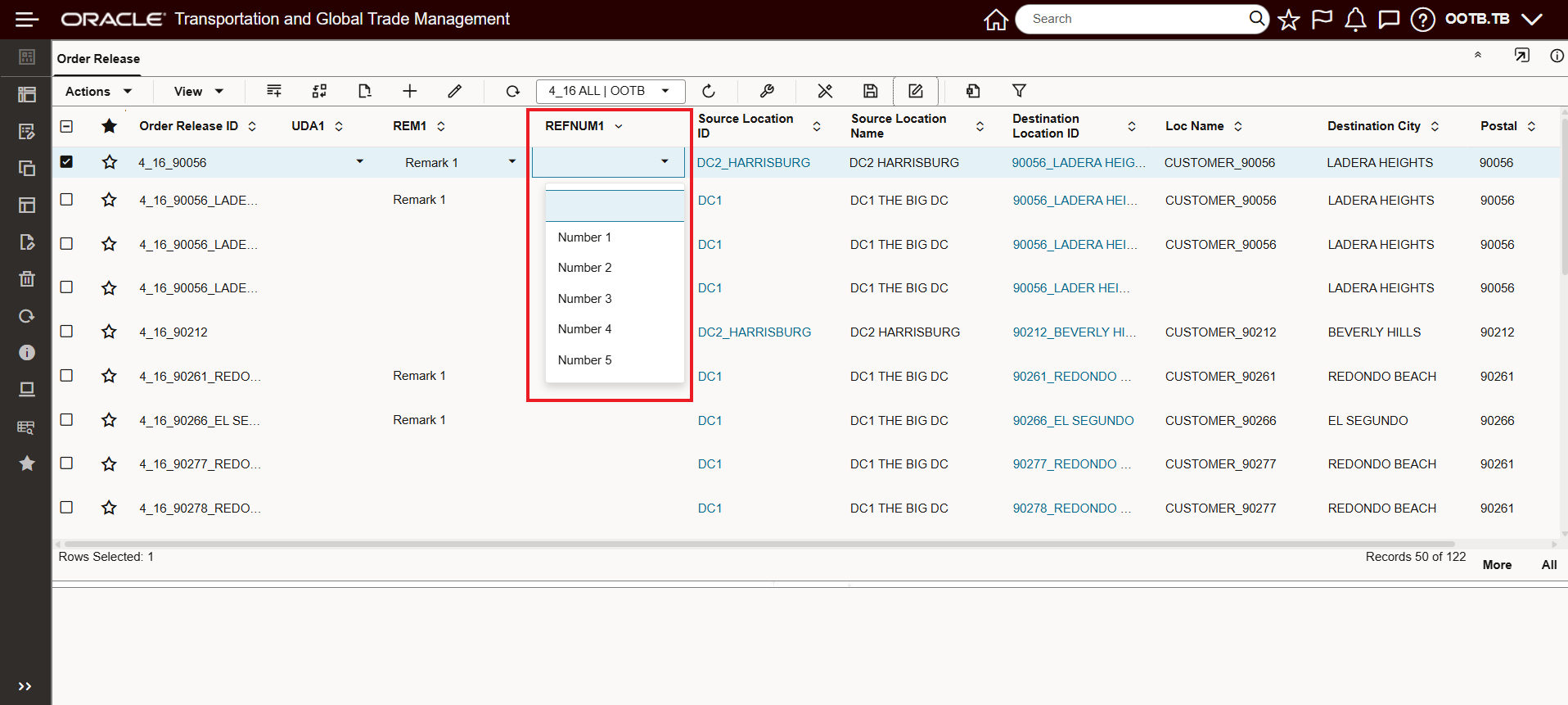 Inline Edit for Reference Number (REFNUM1) with Fixed List of Values