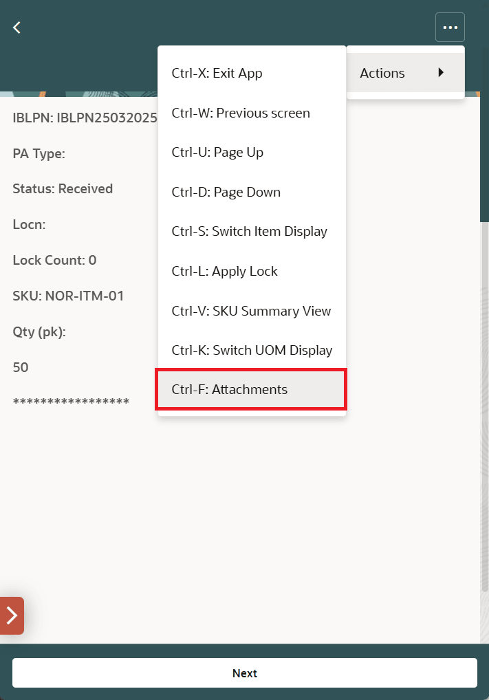 Key CTRL-F: Attachment