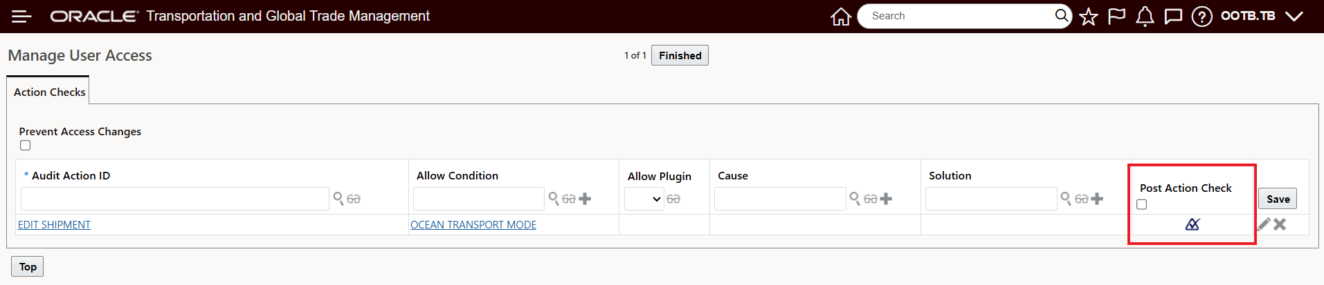 Manage User Access - Post Action Check