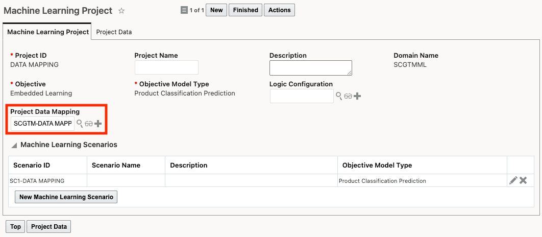 Machine Learning Project with Project Data Mapping Defined