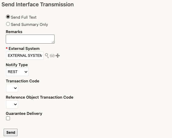 Send Interface Transmission Action on License
