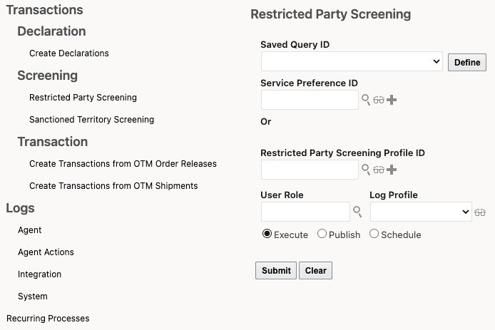 Restricted Party Screening Process Management