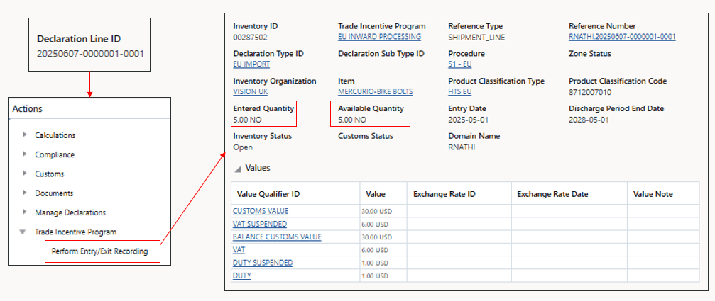 Perform Entry/Exit Recording and Inventory Record