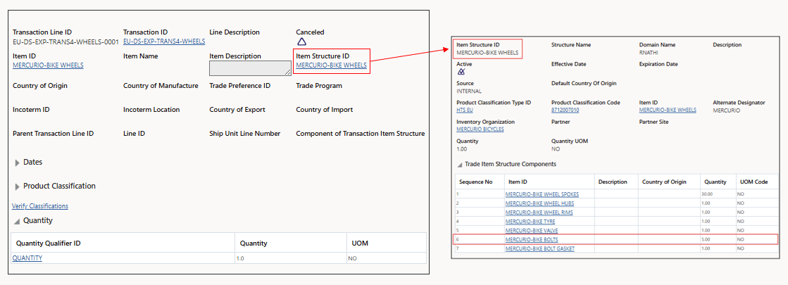 Transaction Line and Item Structure