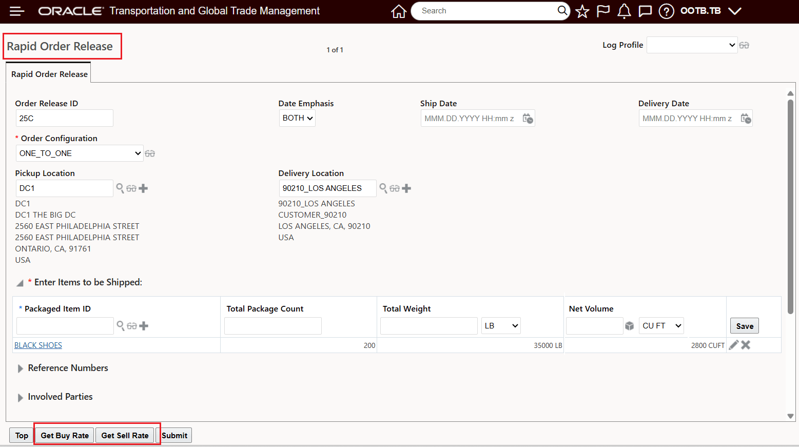 Rapid Order Entry Get Buy Rate Get Sell Rate Input
