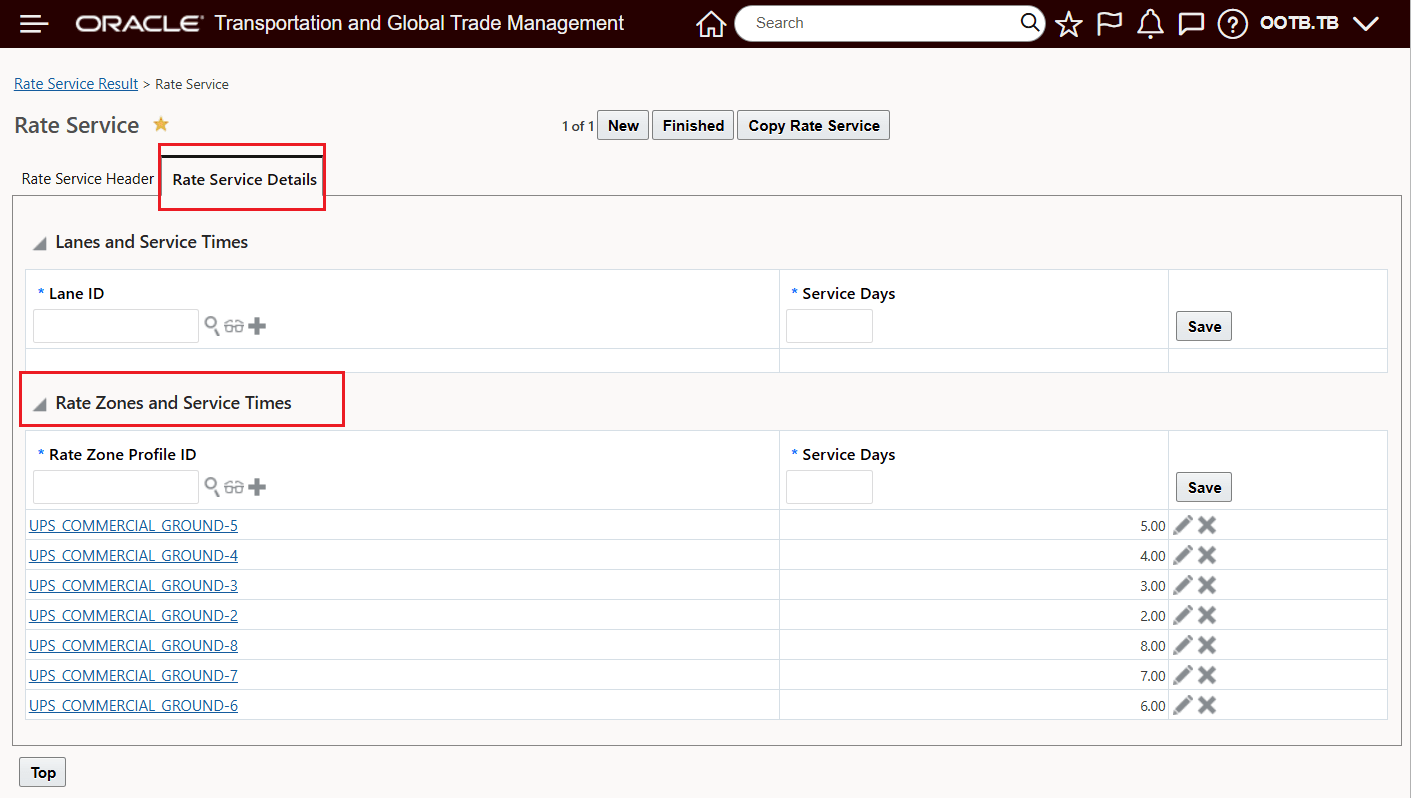 Copy From - Rate Service Record - Rate Service Detail