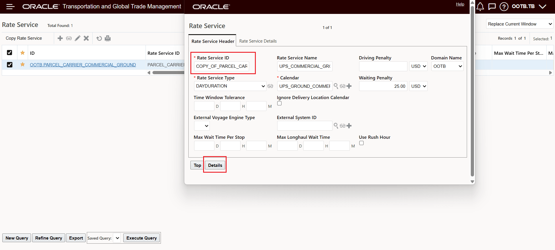Copy Rate Service - Rate Service Header - Rate Service ID Required