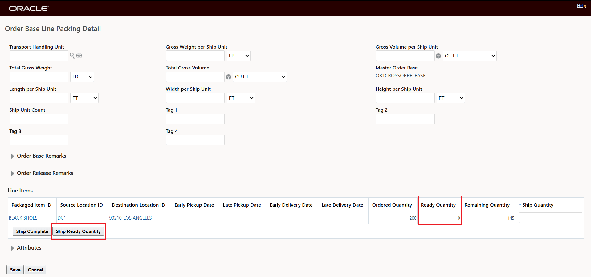 Order Base Line Packing Detail Screen Default 