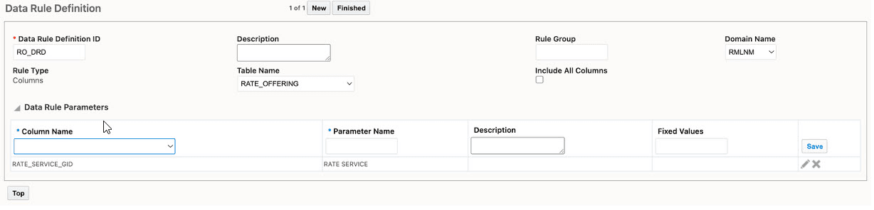 Rate Service field in Data rule